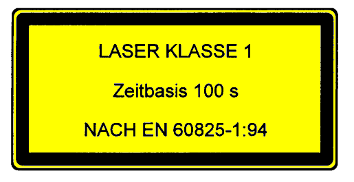 Grafik: Laser Klasse 1 Zeitbasis 100s nach EN 60825-1:94